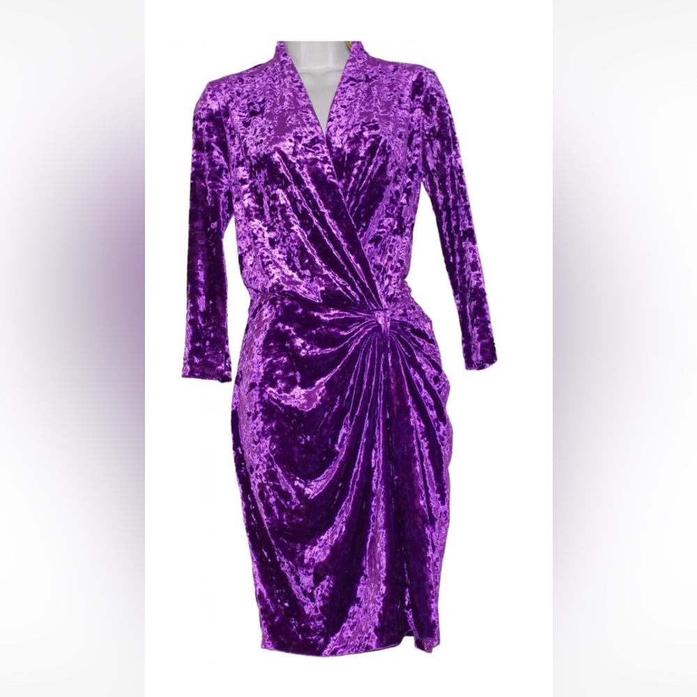 Catherine Malandrino Deep Purple Velvet 3/4 Sleeve Dress